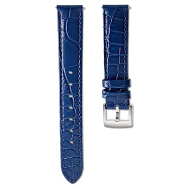 Bracelet de montre Largeur 15 mm 0 59 po Cuir avec coutures Bleu Acier inoxydable